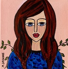 Tableau Peinture Portrait Sur Toile Original Signé 