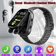 Montre connectée 2 en 1 pour hommes, avec écouteurs, appels Bluetooth