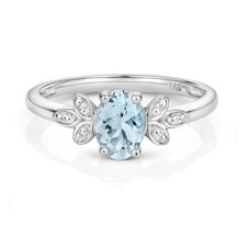 Bague aigue-marine et diamant