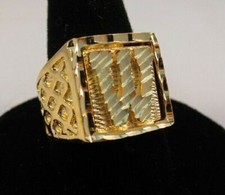 Hommes 14KT Plaqué Or Bling Lettre W Initiale Hip Hop Ring - Taille 9-USA