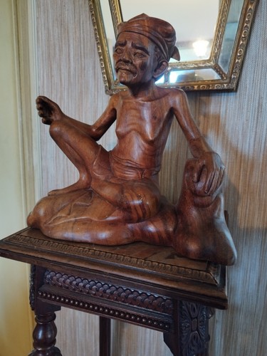 Statuette vieux sage en bois - statuette,