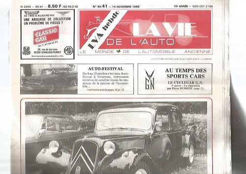 Vie auto 85 41 club - la, n°85-41