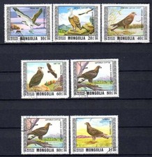 Animaux Oiseaux Rapaces Mongolie 1976 (31) Yvert n° 850 à 856 oblitérés used