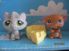 PETSHOP DUO : CHAT GOUTTIERE VELOURS N°323+ SOURIS N°324 + ACCESSOIRE D'ORIGINE