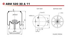 NEOTEC Soufflet à air suspension pneumatique ABM52030A11 351mm M22 x 1,5 M12 x