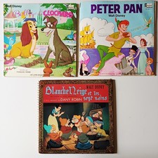 DISNEY, Lot De 3 Vinyl Livre-Disque LP 33t (25cm), Peter Pan/Blanche Neige +