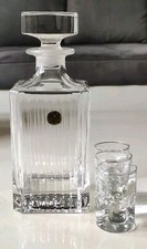 Carafe Whisky/Liqueurs RCR Cristal/Motifs Striures/Pointes De Diamant + 3 Verres