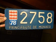 ancienne rare plaque d'immatriculation de voiture MONACO non émaillée année 1978