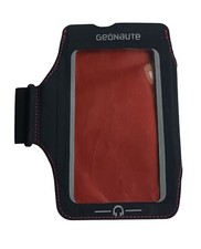 Brassard protection smartphone télephone Géonaute pour le running noir et rouge