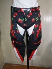 Pantalon technique VTT cross PULL IN W28 38 noir fraises Rouge taille reglable