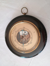 Baromètre ancien LUFFT en ALLEMAND - Rond en bois laqué noir - métal doré laiton
