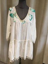 Très Belle Robe Plage Coton Blanc 38 