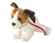 Peluche chien blanc marron