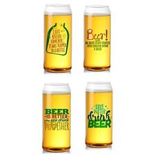 PACK DE 4 VERRES À CANETTE DE BIÈRE NOUVEAUTÉ 16 OZ/454 ML - BAR BOISSON VIN WHISKY DURABLE