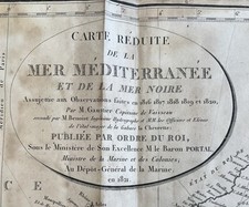 carte marine ancienne Époque Début XIX em De la Méditerranée 1821