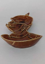 VIDE POCHE /CENDRIER  CASQUE A POINTE 1870 céramique marron vernis