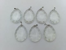Lot 7 pendeloques pampilles goutte 6,2cm verre taillé ancien pour lustre déco