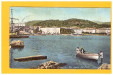 AJACCIO (CORSE) VOILIER & BARQUE de PROMENADE animée au PORT en 1914