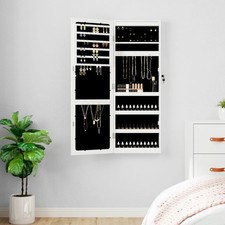 Armoire à Bijoux avec Miroir et Éclairage LED Mural Rangement Chambre vidaXL