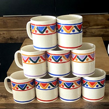 9 mugs tasses bol Mobil no arcopal Vintage 70th TBE