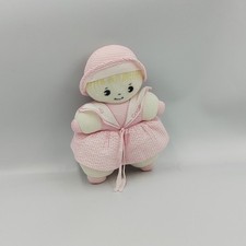 Ancien doudou poupée chiffon blanc rose rayé marin COROLLE - 30447