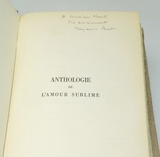 (Envoi signé) PERET Benjamin "Anthologie de l'amour sublime" A. Michel, 1956