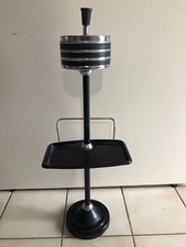 ⭕ Superbe cendrier sur pied noir et argenté  vintage an 50-60-70 + porte revues