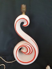 LAMPE DESIGN ANNEE 60 CERAMIQUE BLANCHE ET ROUGE