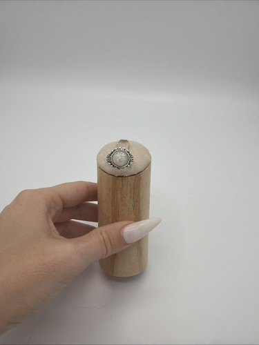 Bague argentée cabochon blanc - cabochon,
