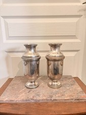 Ancien Paire Vase Métal