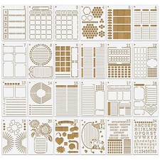 24 Pièces Assorti Journal Pochoir Set Graphisme Painting Stencils ModèlesRéut...