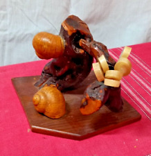 fourchettes pics a escargots manche en corne support bois kitsch vintage