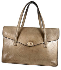 Sac à main de femme 1940-1950 en cuir gris, maroquinerie, tote bag