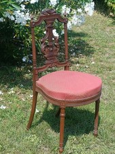 Chaise en Noyer Style Louis XVI Napoléon 3, Chaise à Musique Ancienne 