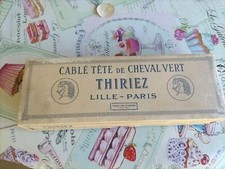 ANCIENNE BOITE DE 12 BOBINES EN BOIS DE FIL COTON THIRIEZ DE COULEUR NOIR N°40