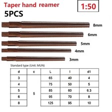 Alésoir à main à tige conique manuelle 5 pièces 1:50 degré conique 3/4/5/6/
