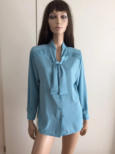 Chemisier vintage bleu col
