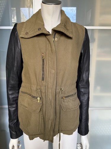 Veste matière kaki manches - veste, bi-matière