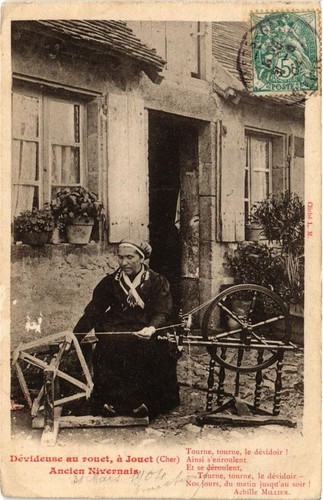 Cpa devideuse rouet a - devideuse,