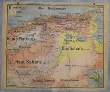 ORIGINALE AFFICHE CARTE VIDAL LABLACHE N°11 ARMAND COLIN ALGERIE TUNISIE