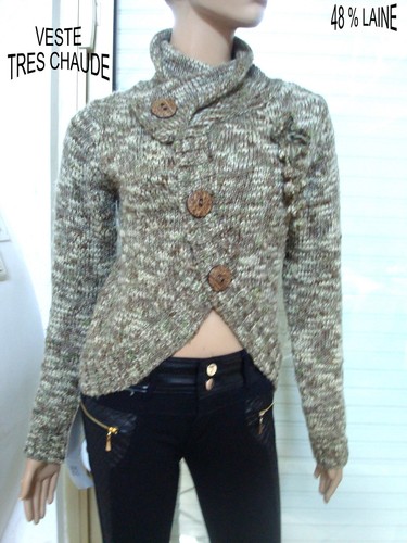 Veste gilet tweed kaki vert - tweed,