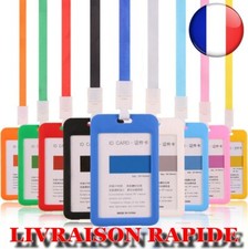 Porte Badge Lanière Couleur Porte Carte Identification Double Sangle Cou Bureau