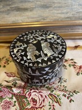Ancienne Boite Ronde Chine Chinois Marqueterie Nacre Mother Of Pearl Box XIXe