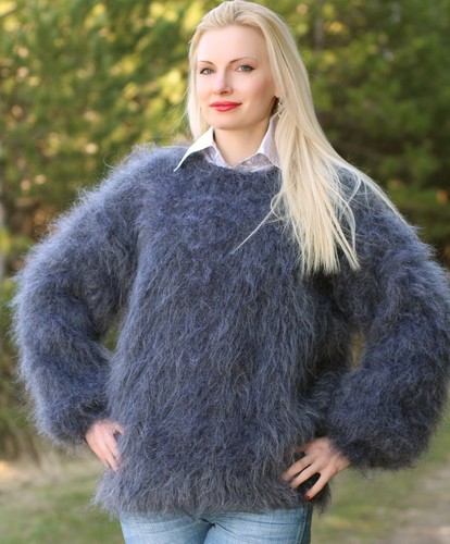 Fuzzy gray mohair sweater