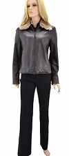 $750 SISLEY Soft Calf Brown Leather Fox Fur Women's Jacket Size Medium / M