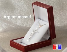 pendentif crucifix jésus croix en argent massif 925 avec chaine 55cm ecrin neuf