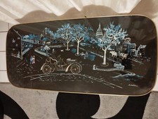 Vintage 50-60 Table Basse type Sandie décor nature pieds compas