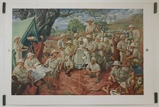 Expédition française en Afrique Circa 1950 Affiche Originale Afrique Colonie