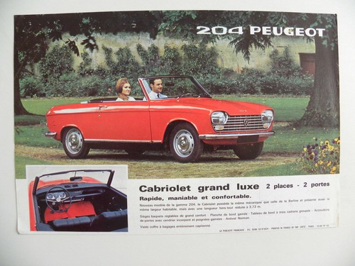 Brochure feuille peugeot 204 - brochure,