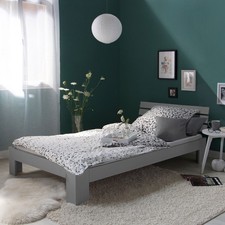 Lit 90x200 en bois massif gris